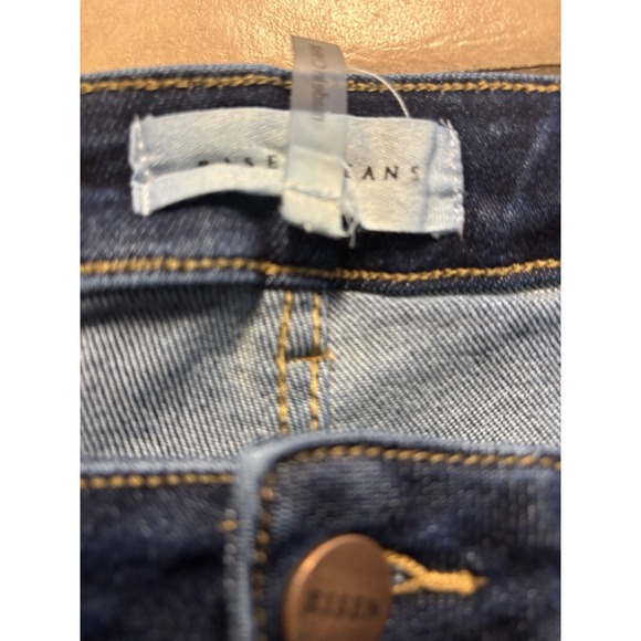 Risen Women's 3X Stretch Wide Leg Jeans Distressed Ragged Edge Plus  Dark Wash - Picture 12 of 13